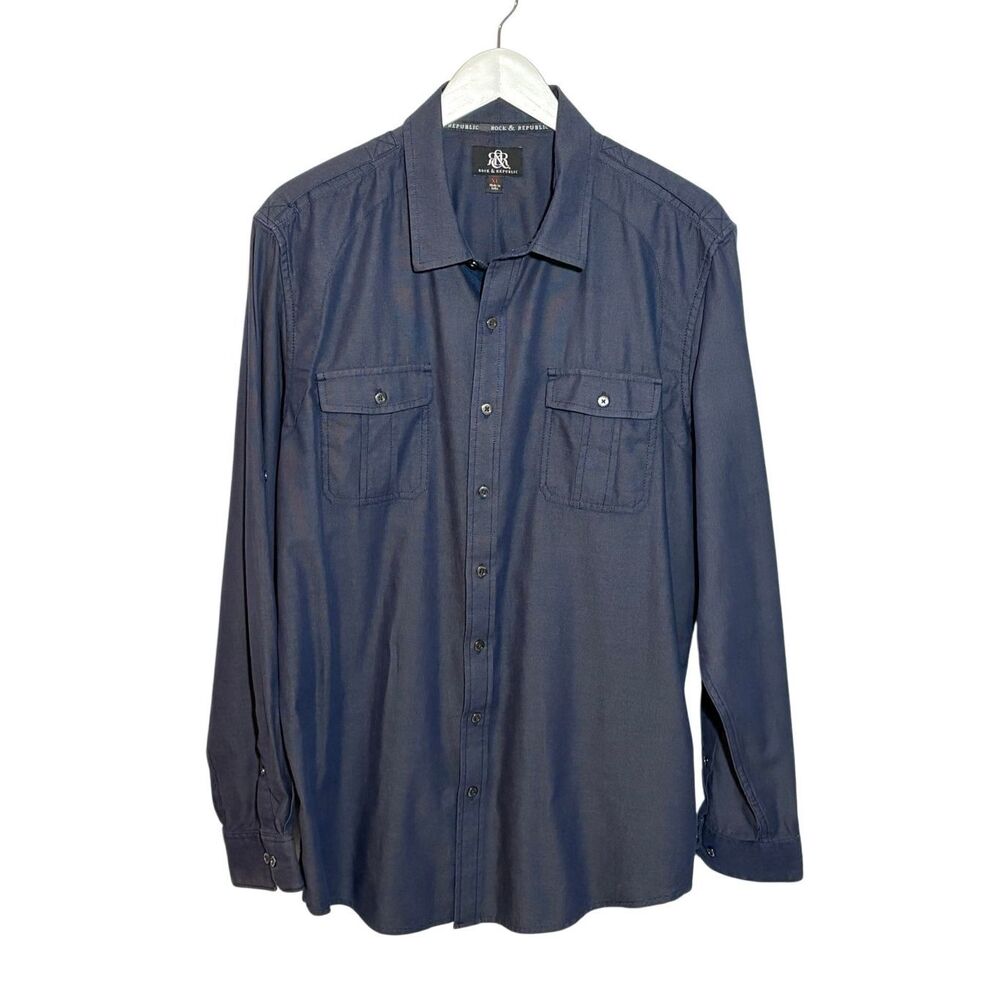 Rock & Republic deep denim blue button down shirt with chest pockets - XL